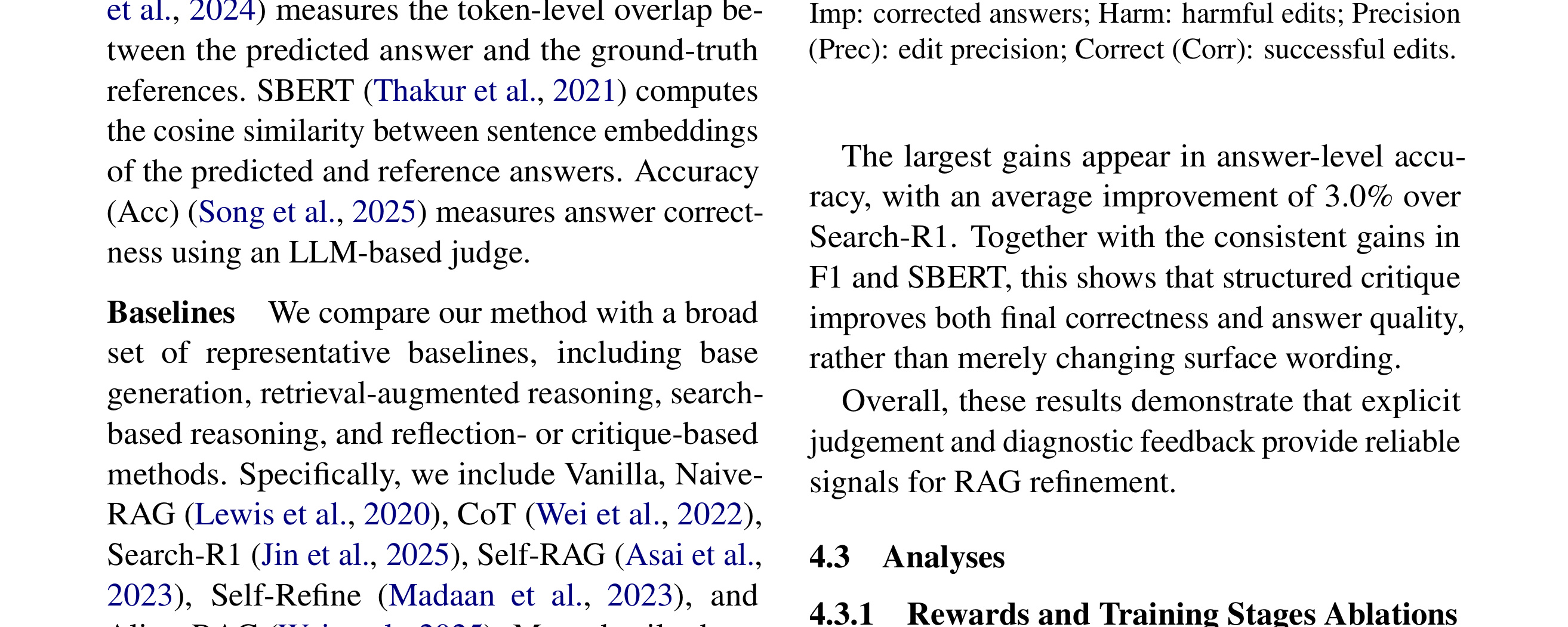 Table 2:Table 2: Ablation results of CJA and DQA rewards.
