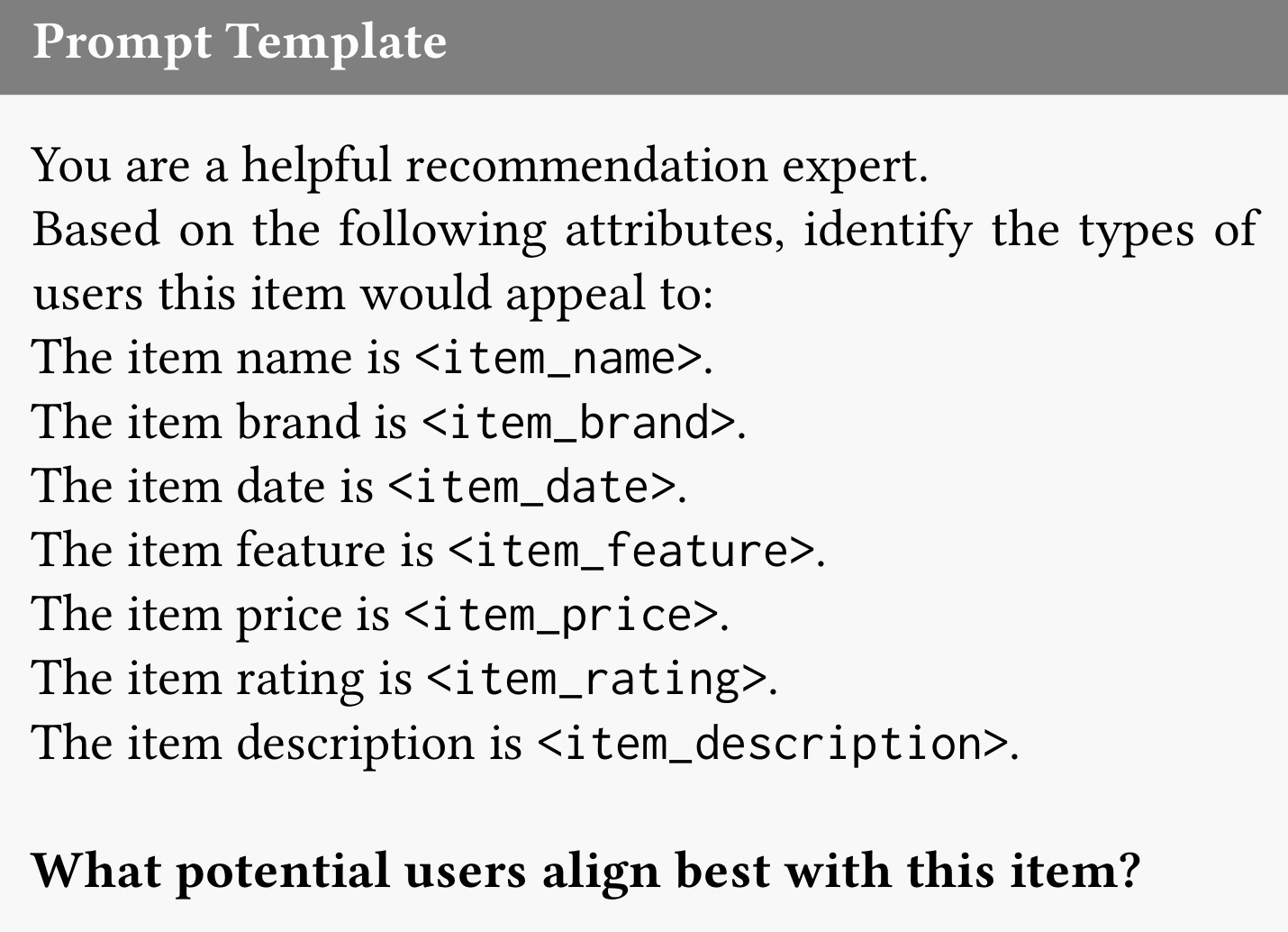 Prompt template