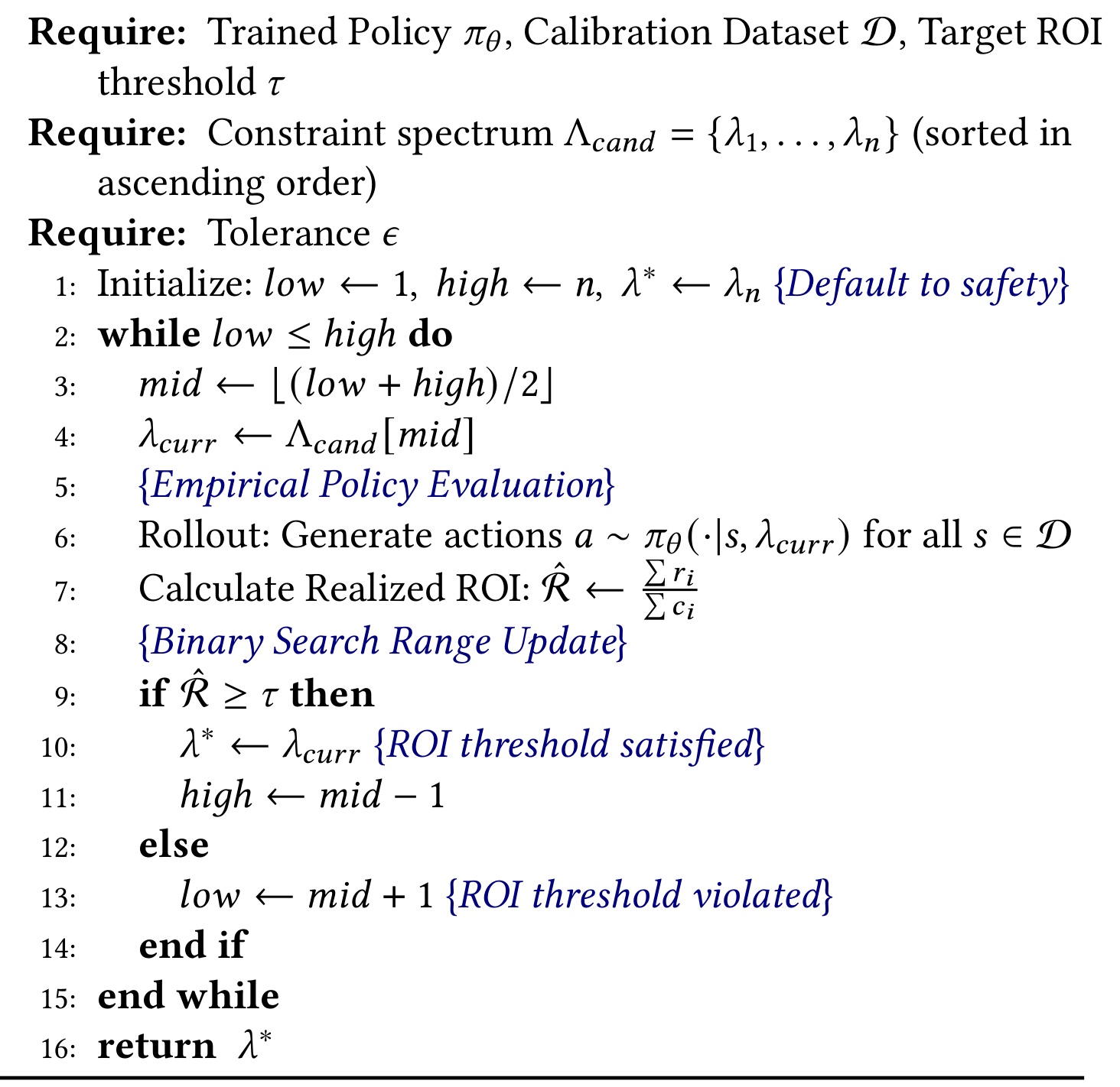 Algorithm 2:部署时的 λ calibration